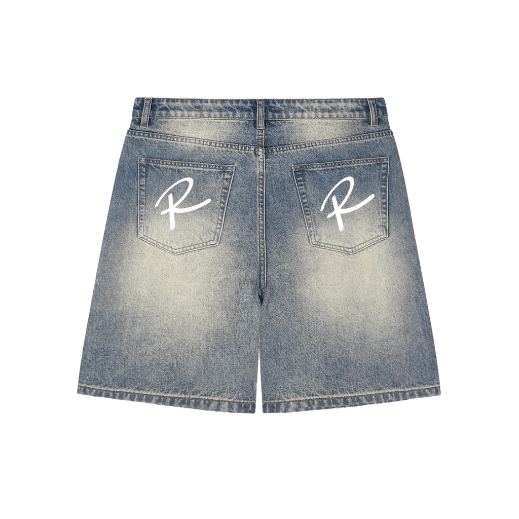 Faded Distressed Baggy Denim Shorts