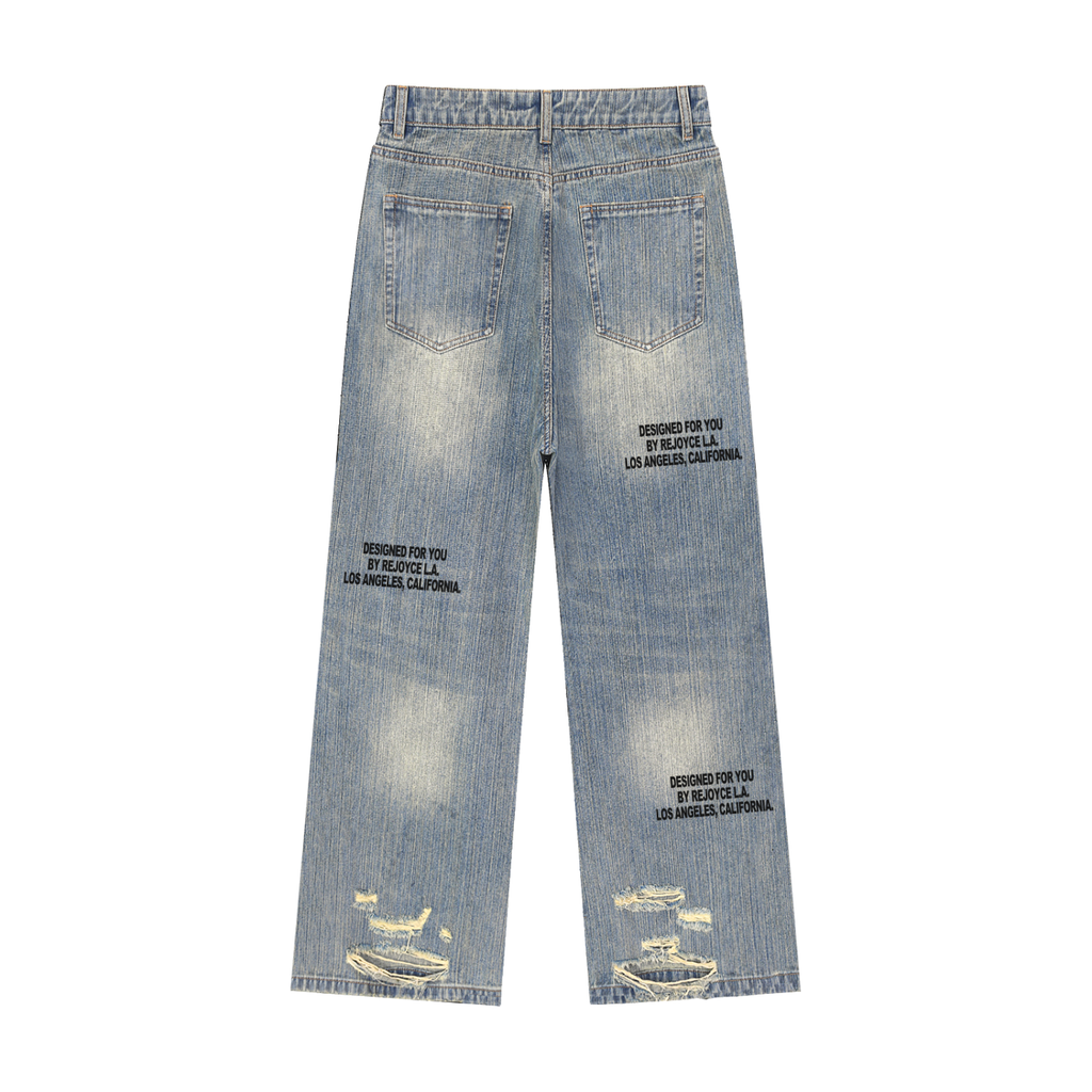 Vintage Wash Distressed Denim Jeans