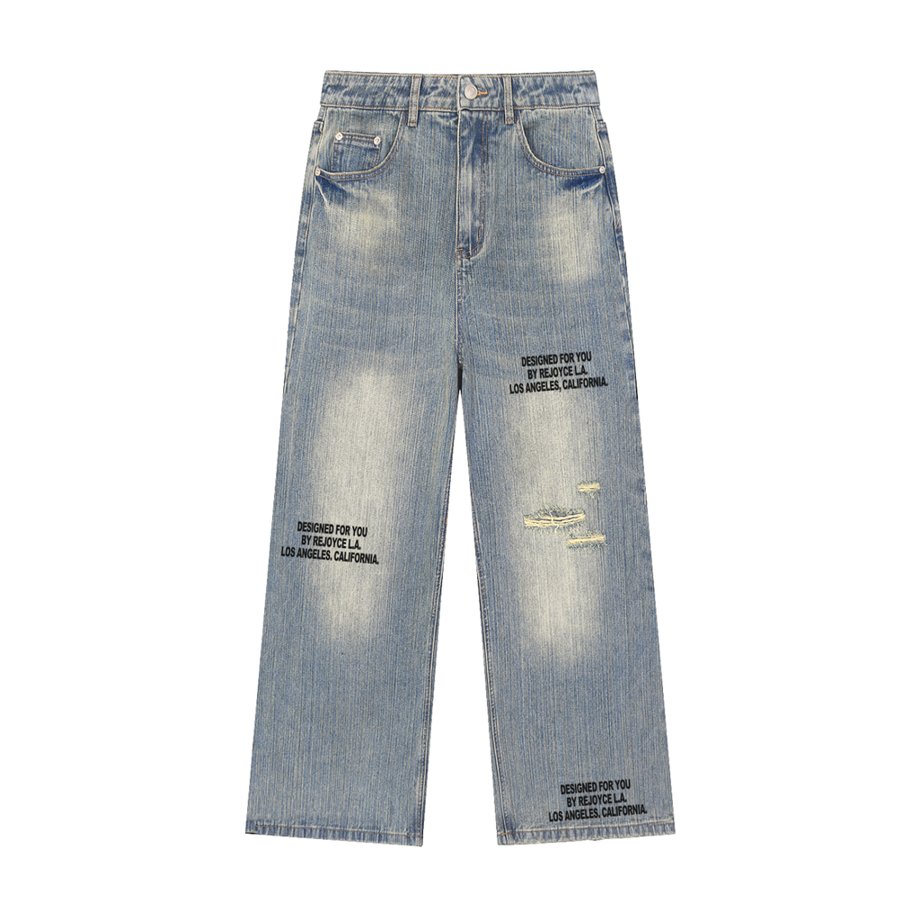 Vintage Wash Distressed Denim Jeans