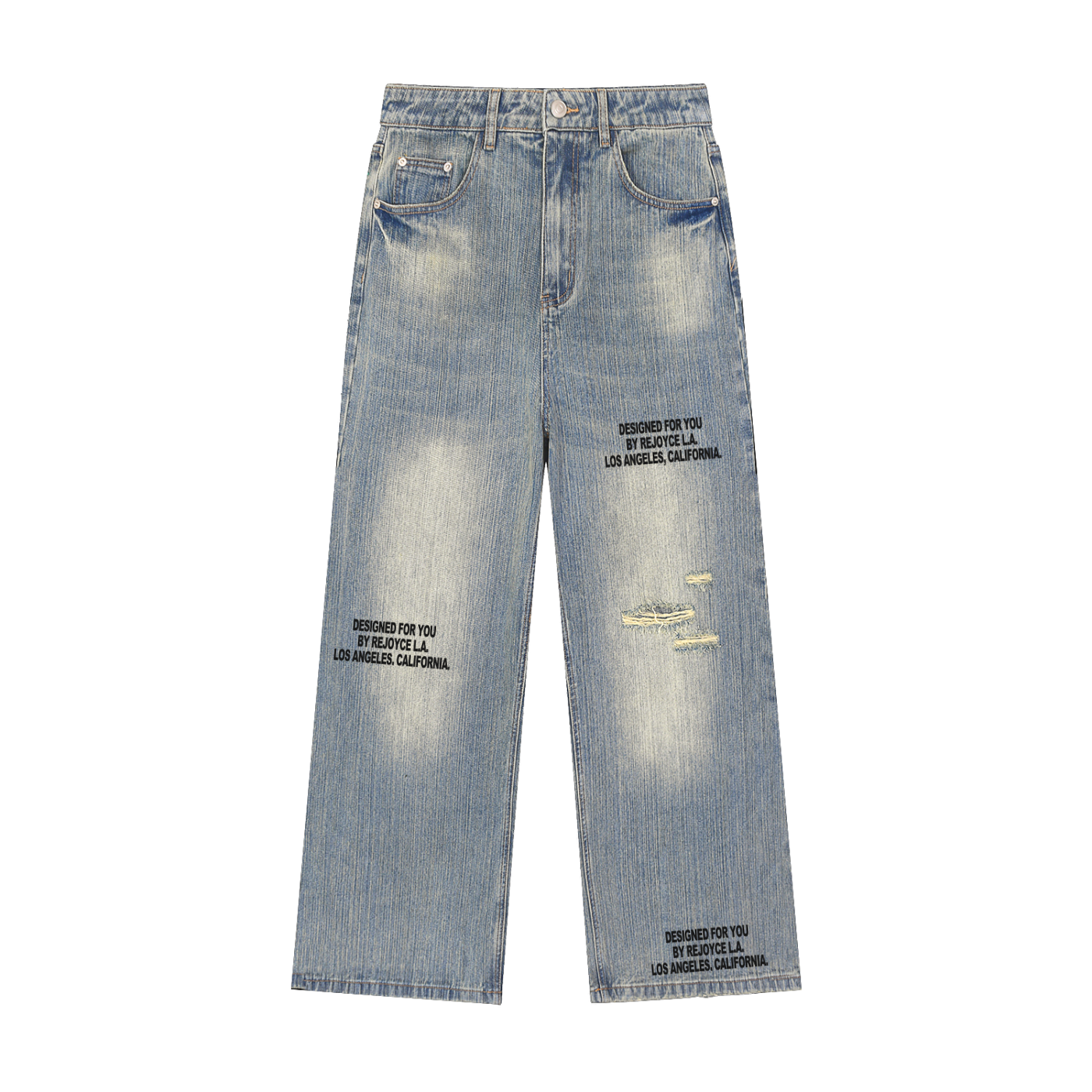 Vintage Wash Distressed Denim Jeans