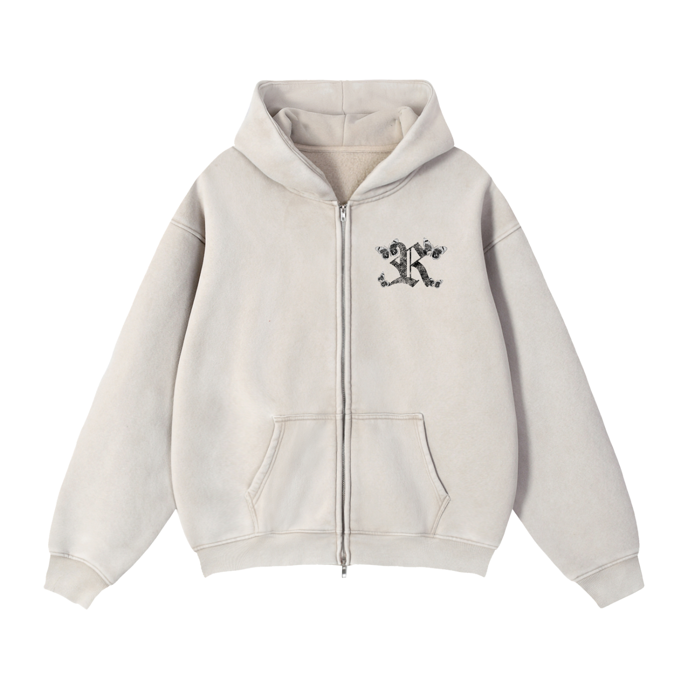 Zip-Through Boxy Fleece Hoodie