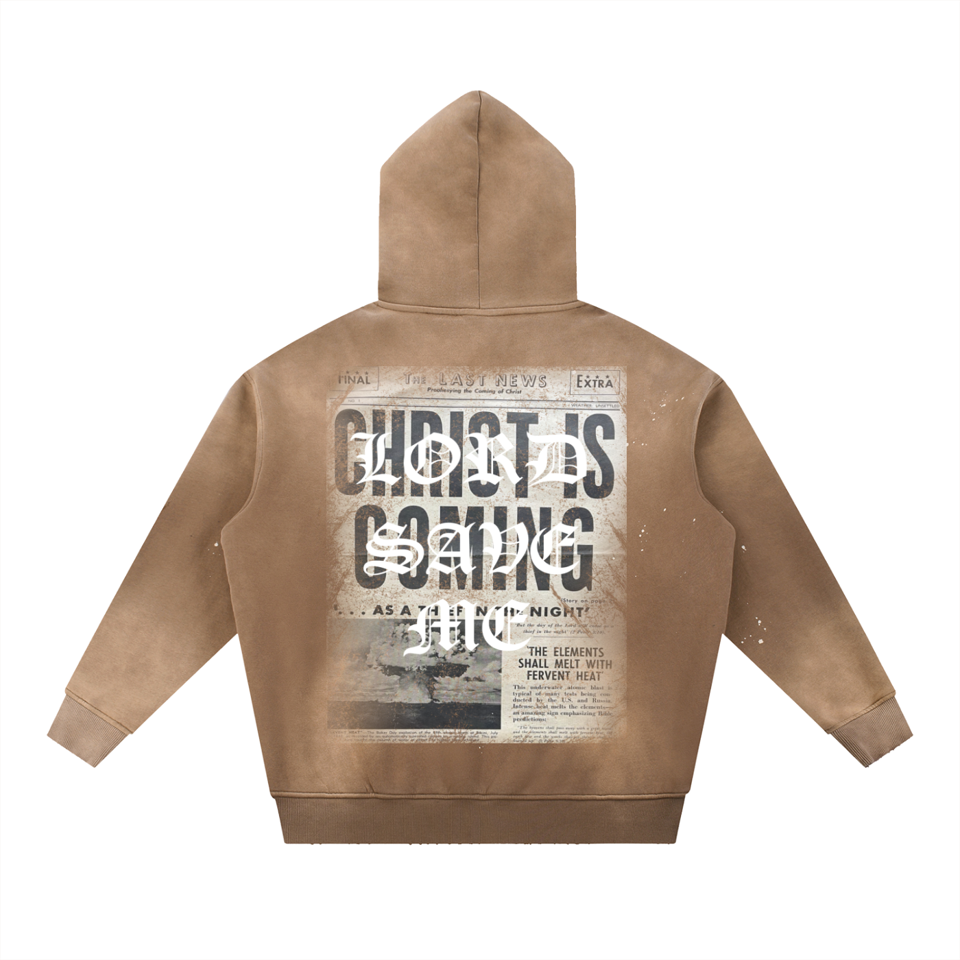 Vintage Washed Frayed Fleece Hoodie