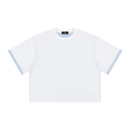 Unisex Boxy Plaid-Lined Double-Face T-Shirt