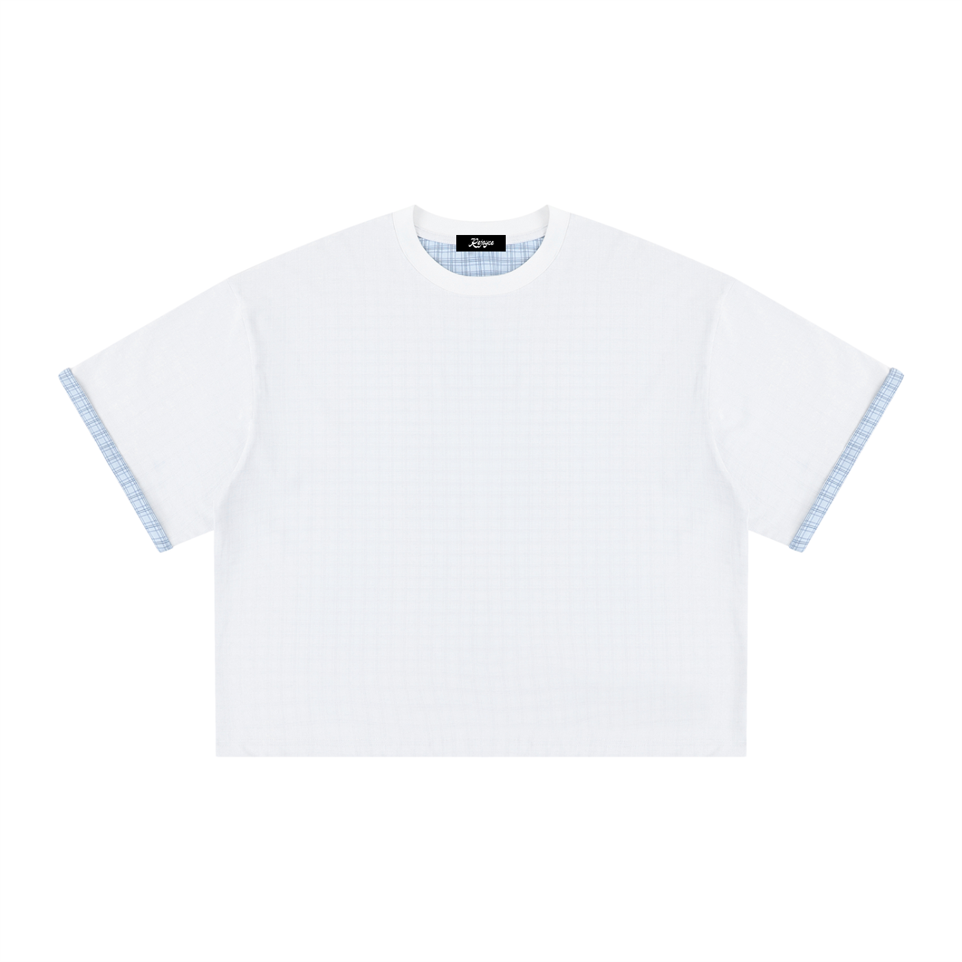 Unisex Boxy Plaid-Lined Double-Face T-Shirt