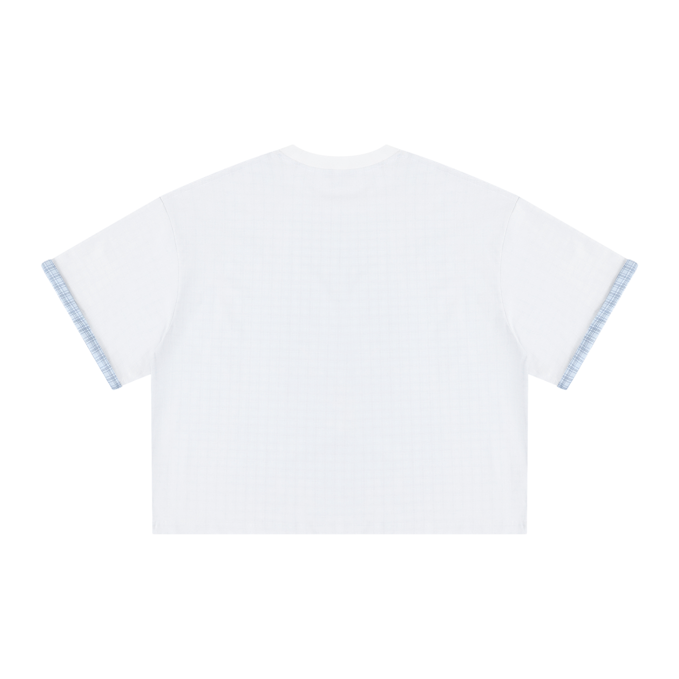 Unisex Boxy Plaid-Lined Double-Face T-Shirt